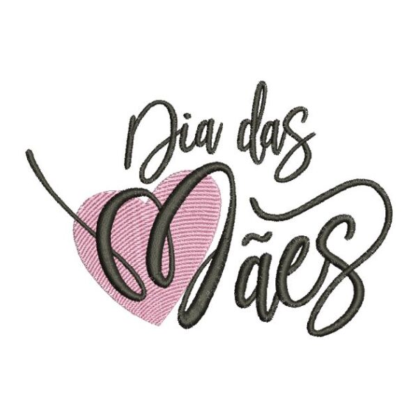 Matriz de bordado Feliz Dia das Mães coração 0003ddm