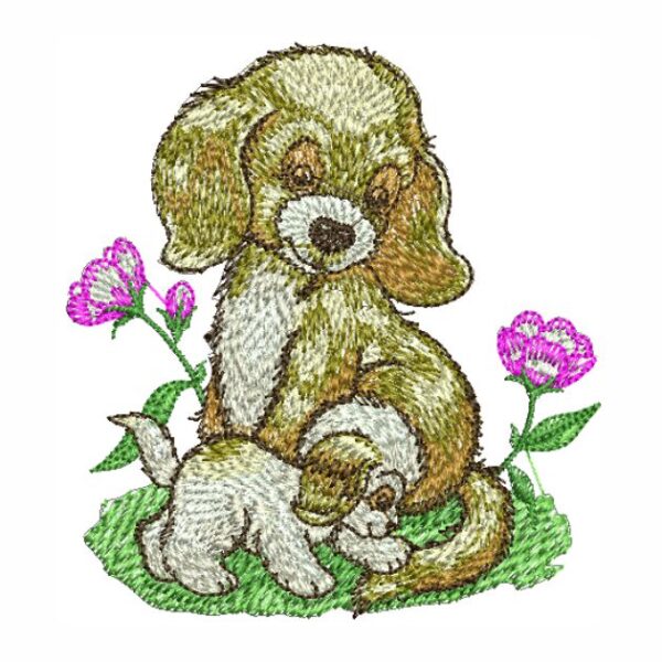 Matriz de bordado Mãe e filho cachorro cachorrinho 0011int