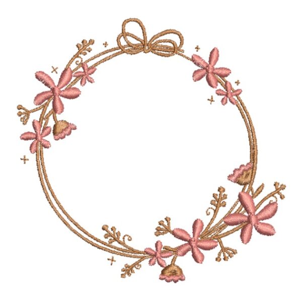 Matriz de bordado Brasão de Flores e folhas 0032bra