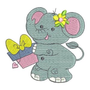 Matriz de bordado Elefantinho com presente elefante 0036int