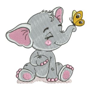 Matriz de bordado Elefantinha com borboleta elefante 0045int