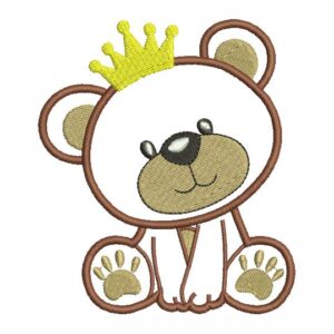 Matriz de bordado Ursinho de coroa em aplique urso 0052int