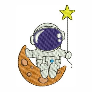 Matriz de bordado Astronauta sentado na lua 0058int