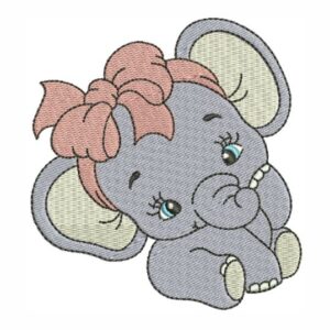 Matriz de bordado Elefantinha com laço elefante 0059int