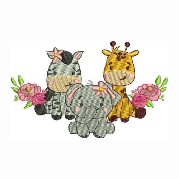 Matriz de bordado Safari girafa elefante zebra 0099int