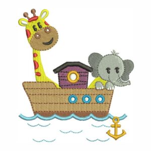 Matriz de bordado Safari Girafa Girafinha Elefante Elefantinho 0152int